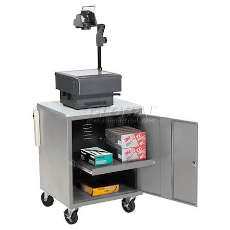 Global Industrial Audio Visual Cart w/ Lockable Cabinet, 500 Lb. Capacity, Gray 241659GY
